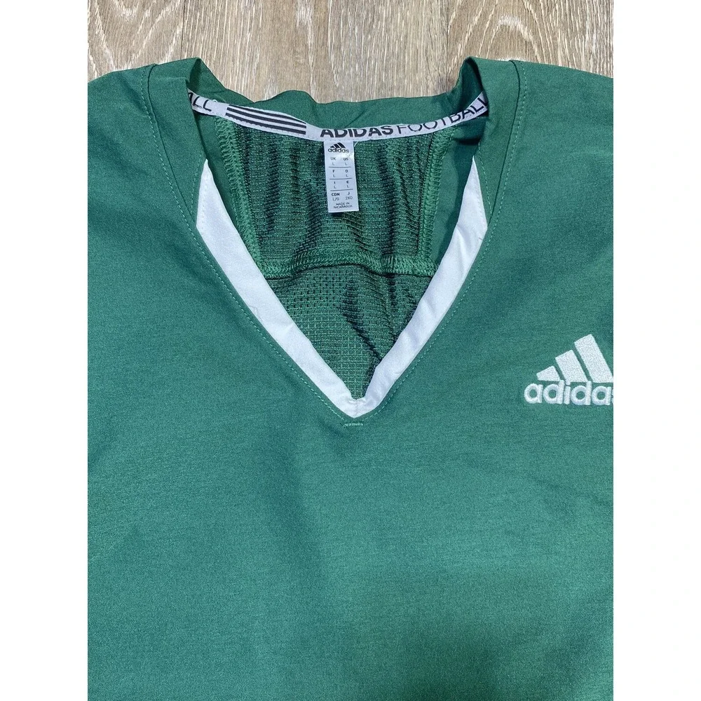 Adidas Football Jersey Mens Large Green V Neck Athletic Trainer Blank A1 Stock J